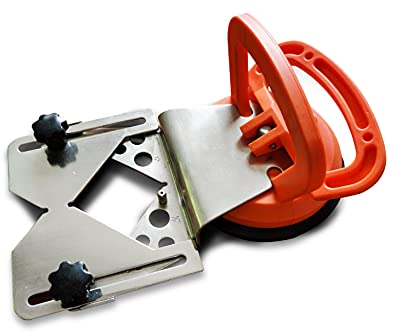 EDMA - Guide de Perçage Réglable pour Trépans avec Ventouse - Trous de Centrage Ø 6 à 84 mm - Localisateur d’Ouverture - Idéal pour Carreleur - 273955 - Outil de Travaux pour Professionnel