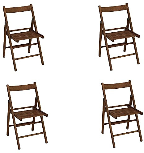 Liberoshopping Platzsparender Klappstuhl aus Holz (Walnuss 4 Stück)