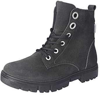 RICOSTA Mädchen Schnürstiefeletten Suri,Kinder Stiefeletten,WMS:Mittel,lose Einlage, TEX,Winterstiefeletten,gefüttert,Asphalt (490),38 EU