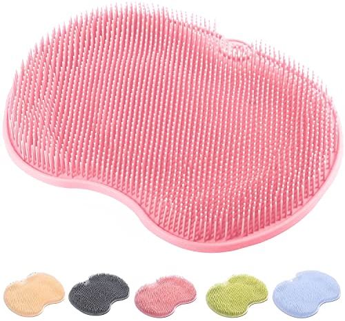 Dusche Fuß & Rücken Schrubber Wandmontage Rückenschrubber mit Saugnäpfen Silikon Bad Massage Kissen Bürste Dusche Fußmassagegerät Schrubber Matte Sanftes Peeling und Massage für alle Hauttypen