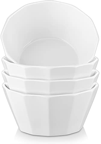 MALACASA Lot de 4 Bols à Céréales en Céramique, D 16.8 cm, 1020 ml, Bols à Soupe pour Cuisine, Bols de Service pour Pâtes et Salades, Passant au Lave-vaisselle et au Micro-ondes, Blanc Ivoire