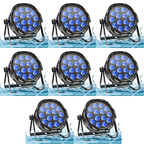 DELIBANG 8 PCS RGBW Wasserdichtes 14 LED Par Licht, 70W Bühnenlicht Outdoor mit Stroboskop Disco Lichteffekte, IP65 Par Strahler Wasserdicht für Regentage Pools Party Bar Halloween Weihnachten