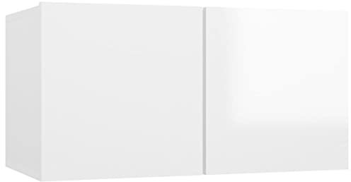 Meuble TV suspendu Blanc brillant 60x30x30 cm