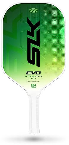 SLK Evo - Pala híbrida XL de pickleball de Selkirk Sport | Cara híbrida de fibra de vidrio C7-Flex con superficie Spinflex y núcleo de polímero híbrido Rev, verde