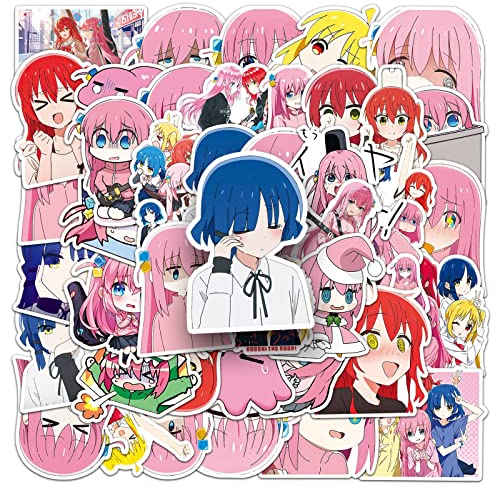 Bocchi The Rock Aufkleber 50 Stück wasserdicht niedliche Anime Aufkleber für Laptop Skateboard Scrapbook Koffer Gepäck Wasserflaschen Auto Fahrrad,Japanische Cartoon Stickers für Jugendliche Kinder