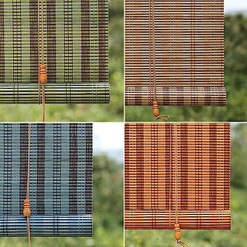 DUYULIANG Bamboo Roller Blinds Shades Natural Wooden Roman Blinds, For Indoor Decorative Door Windows Garden Gazebo Patio Sun Screens, Width 60 90 100 110 120cm, Vertical Blackout Blinds For Kitchen
