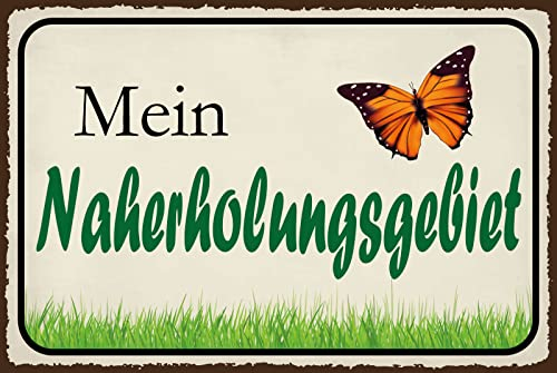 Holzschild 30x40cm Mein Naherholungsgebiet Schmetterling Garten Freizeit