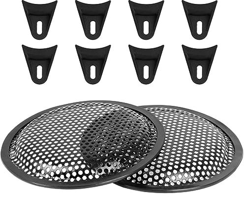 MACHSWON 2pcs Car Universal Audio Speaker Subwoofer Metal Waffle Grill Cover Protector with Rubber Edge and Clips 8 Inch