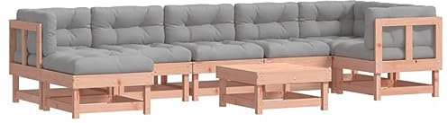 vidaXL Garten Lounge Set 8-TLG., Gartenmöbel Set mit Kissen, Sitzgruppe für Garten Terrasse, Modular Sofa Garnitur Loungemöbel, Massivholz Douglasie