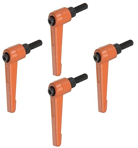 QUARKZMAN 4 Stück Klemmhebel Griff M6 x 16mm Außengewinde Schrauben Spritzbeschichter Kohlenstoffstahl Verstellbare Handgriffe Spannhebel Befestigung für Werkzeugmaschinen Geräte, Orange