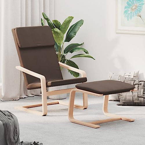 ZQQLVOO Lesestuhl Fernsehsessel Gemütlicher Sessel Clubsessel Lounge Cocktailsessel Relaxsessel mit Hocker Dunkelbraun Stoff Geeignet für Wohnzimmer Schlafzimmer Esszimmer