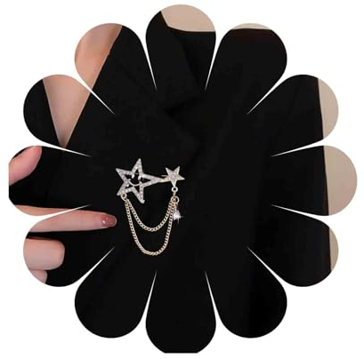 Dervivea Broche Étoile En Cristal Broche Pampille Or Broche Strass Épingle De Revers Broche Étoile Cz Broche De Sécurité Collier Décoratif Épingles De Sécurité Pour Femmes Vêtements Robe Tailleur