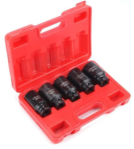 Trintion Impact Socket Set 5-Piece 1/2-Inch Drive Master Deep Impact Socket Set - Metric 30mm 32mm 34mm 35mm 36mm