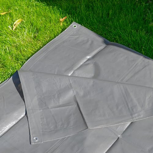 Heavy duty gray waterproof tarpaulin/camping ground sheet/garden dry storage sheet/builders tarp,uv resistant,reinforced hems and corners,eyelets every 1m, (1m x1m)