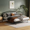 YESGIGA Tagesbett 90 x 200, Metallbett mit Ausziehbett. Zwei-in-Eins-Schlafsofa 90 (180) x 200, schwarz