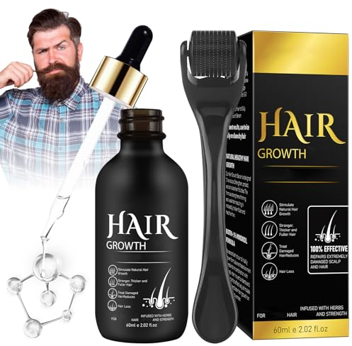 TECHEEL Kit de crecimiento de barba para hombre con rodillo de barba y suero para el crecimiento de la barba para hombres