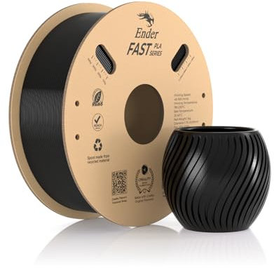 Creality Ender Fast PLA Filament 1.75mm, 3D Drucker Filament High Speed bis zu 300mm/s, recycelbare Pappspule, Fit die meisten FDM 3D Drucker bis 1kg (2.2lb) Schwarz