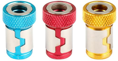 Vanyibro Removable Screw Bit Magnetizer Ring for 1/4 Inch Shank Screwdriver Bits,Aluminum Alloy Magnetic Screw Catcher Holder Power Tool Accessory (Set of 3)