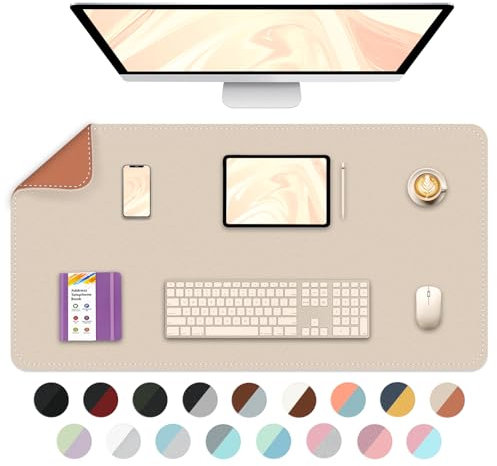 Bleswin Multifunktionale große Schreibtischunterlage, doppelseitige Computer-Schreibtischunterlage, erweitertes Mauspad, Büro-Schreibtischschutz mit wasserdichtem PU-Leder, 90 x 40 cm