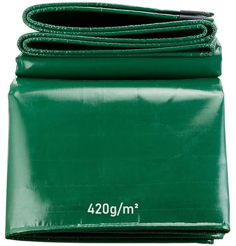 LDQBF Telo Telone,3.5x6.5m 420g/m² pvc impermeabile per Esterno in Rinforzato con Occhielli Copertura Telo Protettivo Multiuso per Barche,Legno,Piscina,Mobili da giardino,Auto verde