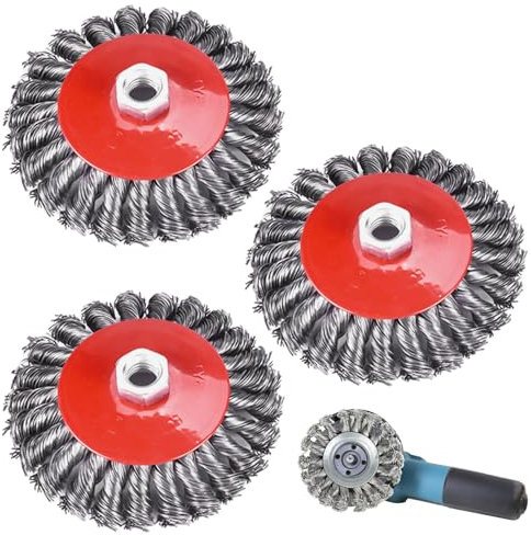 3 cepillos de alambre amoladora angular, M14 125 mm cepillos de alambre para amoladora angular, amoladora angular, cepillo de disco, cepillo de olla, amoladora angular, juego de cepillos de alambre