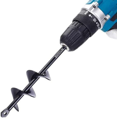 Auger Drill Bit for Planting 4x22cm,Bulb Planters Planting Auger, Garden Auger Spiral Drill Bit Garden Planter Auger Post Hole Digger for 3/8” Hex Drive Drill Solid Shaft,Black