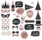 30pcs Party Photo Booth Props, Rose Gold Inflatable Selfie Frame, Glitter Prom Photobooth Kit, Funny DIY Birthday Party Props, Pose Sign Kit, for Birthday Supplies Decoration (Black and Pink)
