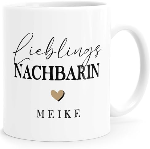 SpecialMe® Tasse Lieblingsnachbar Lieblingsnachbarin Geschenkidee personalisiert mit Name Herz Wunschname Weiss standard