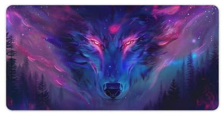 PailailaiNest Desk Pad Mat Large Mousepad Fantasy Cool Animals Wolf Purple Mouse Pad Desk Pad Mat Desk Mat for Keyboard and Mouse Pad Office Supplies for Desk 30x60cm