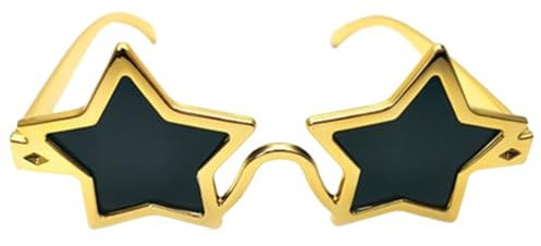 Fc'Noqgn Stern Brille Pentagramm Brille Kostüm Stern Brille Neuheit Weihnachten Stern Kinder Brille Erwachsene Fotostand Requisiten (Gold)