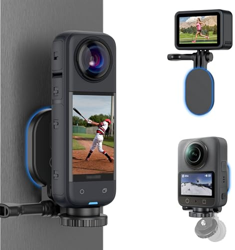 JJC Magnetic Mount Stand for Insta 360 X6 X5 X4 Air X3 & Luna Ultra Camera | Foldable Magnetic Mount for DJI Osmo 360 & Action 6 5 Pro & Pocket 4 3, Rotatable Magnet Adapter Stand for Go Pro Hero 13 12