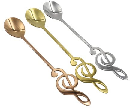 Nicear 6 Pcs Coffee Spoons, Stainless Steel Coffee Teaspoon Musical Note Dessert CStirring Spoons