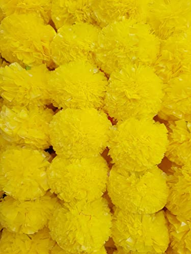 Ringelblumen-Girlande, 120 cm lange Stränge mit künstlichen Ringelblumen, Diwali-Dekorationen, indische Dekoration für Pooja, Hochzeit, Frühling, Strauch, Blumengirlande, Día de Muertos, Dekoration