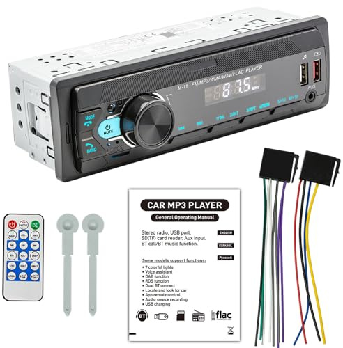 WIYETY Autoradio Bluetooth 5.0: 1Din Autoradio mit Bluetooth Freisprecheinrichtung, FM Tuner mitBluetooth FM 2USB/AUX/SD Karte/MP3-Player Fernbedienung, MP3/WMA/APE/FLAC