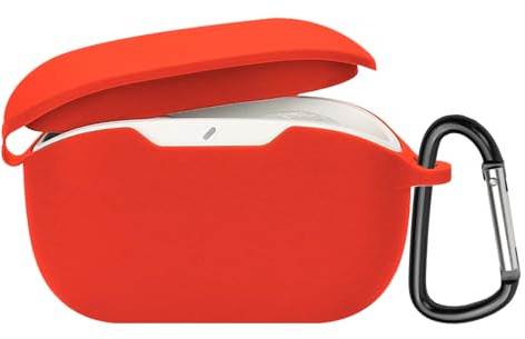 YIYAOLE Schutzhülle Kompatibel mit JBL Wave Buds 2 Silikon Hülle für JBL Wave Buds 2 Tragbare Kratz Case mit Karabiner(Rot)