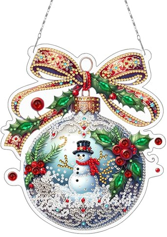 Diamond Painting Weihnachten, Weihnachtsdeko Diamond Painting Fensterbilder Hängend, Diamant Türkranz Bastelset Weihnachten Erwachsene, für Wand Tür Fenster Dekoration (E)