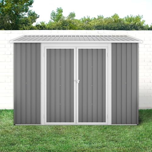 Abri de Jardin Métal 6x8 Pieds - Abri Adossé avec Installation Réversible Gauche/Droite, Résistant aux Intempéries Anti-Rouille (6x8 Fuß)
