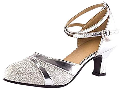 Zapatos de tacón para mujer, elegantes y cómodos, zapatos de tacón alto con tacón, zapatos de boda, bailarinas Mary Jane Dirndl, zapatos para traje regional, plata, 36