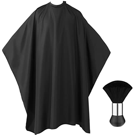 FRCOLOR Friseurumhang/Friseurumhang für langes Haar, inkl. Staubwedel für Hals und Hals, 139,7 x 160 cm, Schwarz