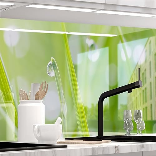 StickerProfis Küchenrückwand selbstklebend Glasoptik - MODERN Grass - 1.8mm, Versteift, alle Untergründe, Hart PET Material, Premium 60 x 80cm