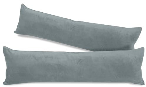 npluseins 2er Pack Kissenhüllen aus Coral-Kuschel-Fleece (2 Stück) 1257.1667, ca. 40 x 145 cm, grau