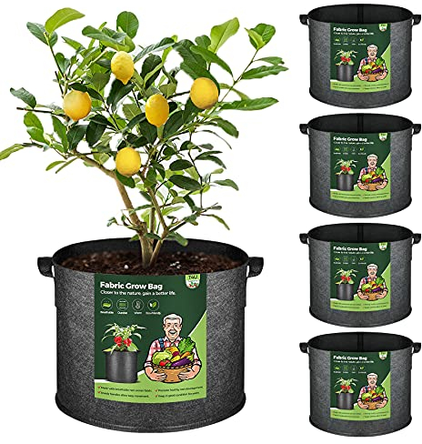 T4u 5 Bolsas de plantación de Patatas, 10 galones con Asas, Bolsa de plantación Duradera y Transpirable, Bolsa de Cultivo Reutilizable para Tomates, Flores, Plantas y más Negro