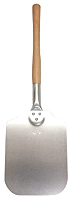 Samuel Groves Professional Aluminium Pizza Paddle Spade with Wooden Handle Traditional Style Oven Pizza (9 (30 x 23 cm) Long Handle)