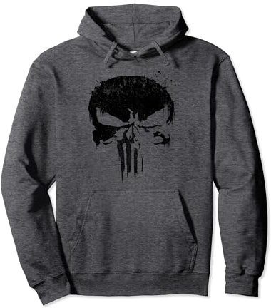 Marvel Punisher Black Paint Splatter Skull Pullover Hoodie