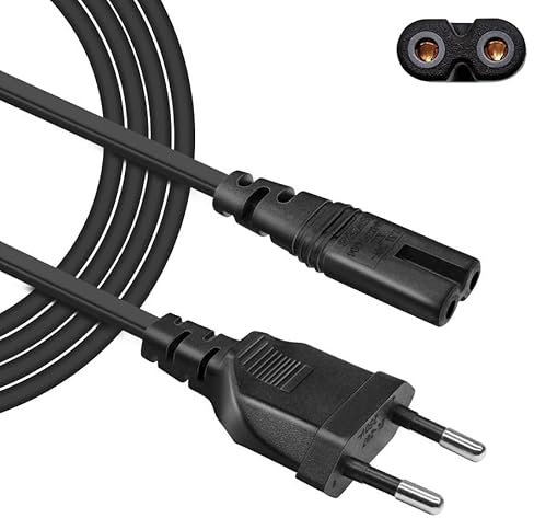 Cable d'alimentation C7 2M Euro, Zasunky 2 Pin AC Power Cable Compatible avec Samsung Toshiba Philips LG Sony TV, Xbox,PS4,PC Monitor, DVD, Imprimante,ASUS Surface Pro Dell Ordinateurs Portables
