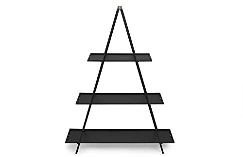 LIFA LIVING Schwarzer Pflanzenständer aus Metall, Moderner Blumenhocker für innen, Schöne Indoor Pflanzentreppe im Industrie Design, 106 cm, max. 15 kg