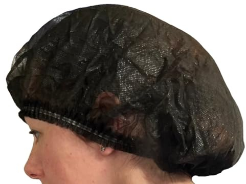 VANITY UK Mob Caps Black (50) Disposable Elasticated Hair Net for Spray Tans Hair Covering Catering Kitchen Beauty Salon Supplies One Size Fits All Bonnet for Hygiene and Protection