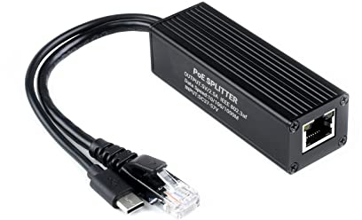 Waveshare Industrial Gigabit PoE Splitter with Metal Case Protection,5V 2.5A Type-C Out