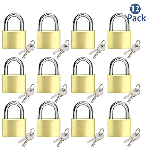 Paquete de 12 candados de latón macizo con la misma llave con llave igual, cerradura sólida con cuerpo de bloqueo de 25 mm de ancho, candados con llave para caja de herramientas, equipaje, taquillas