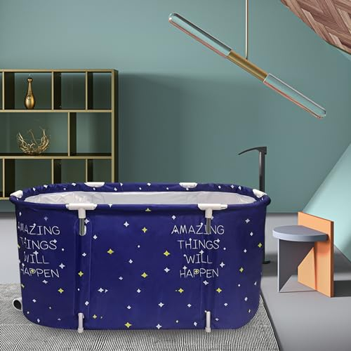 ptlsy Grand bain de glace portable pour adultes, baignoire japonaise pliable pour spa froid et chaud, intérieur et extérieur (bleu, taille L)